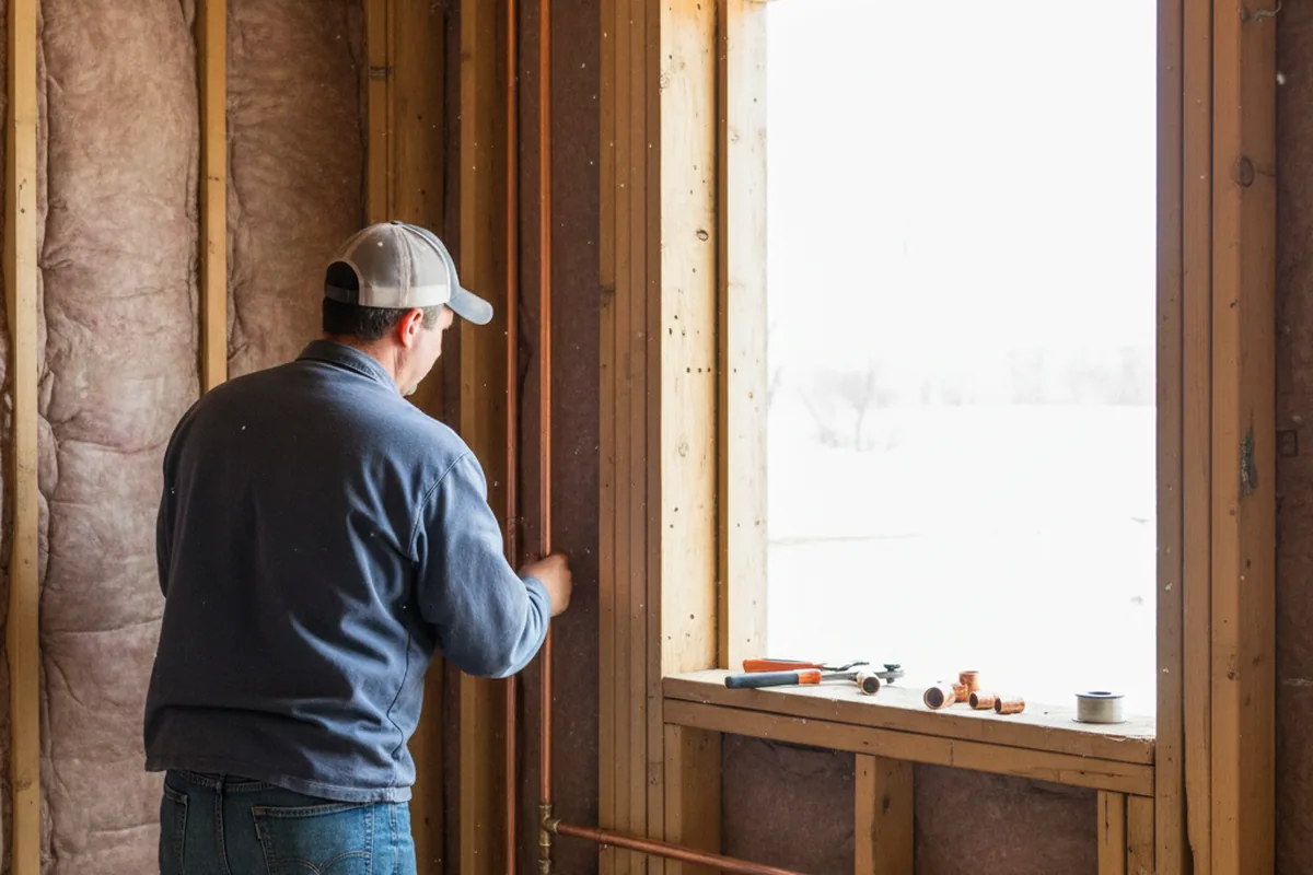 Licensed plumber running new copper supply lines in a Skykomish home